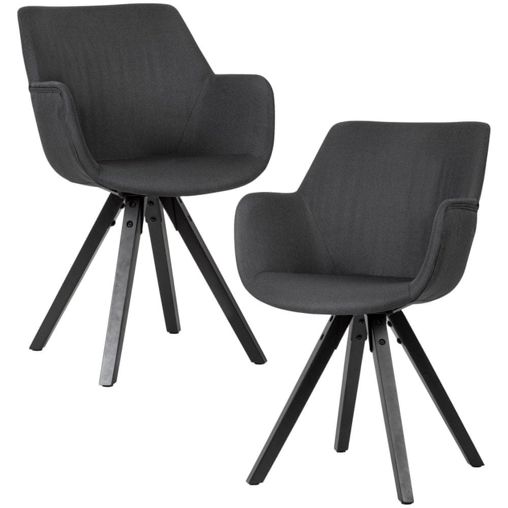 Bruxxi Jedálenská stolička Ronny (SET 2 ks), textil, čierna